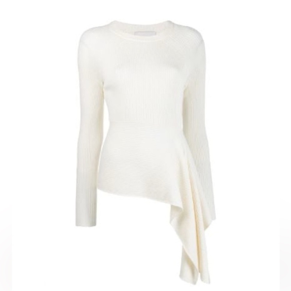 3.1 Phillip Lim Ribbed Sweater With Waist Tie Antique White, Small​​​ - Picture 2 of 11